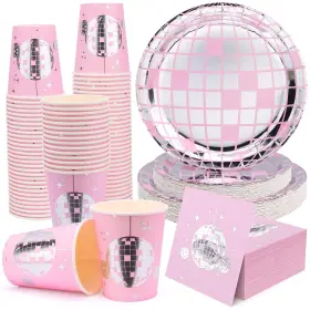 Dp-150 Pufier Disco Party Supplies - Ball Paper Plates Cups Pa