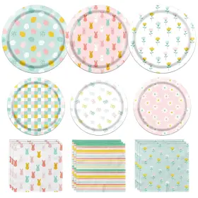 Pugipien 717097526756 Easter Decorations Plates And Napkins Includes Paper P