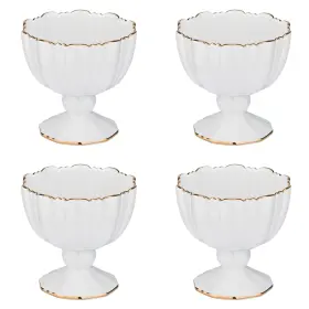 Pulchritudie 722970057180 9 Oz Fine Porcelain White Dessert Ice-cream Serving Bowl Handcraft Golden Tr