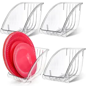 Pupaperplateholderclear4p Pumtus 4 Pack 10 Inch Paper Plate Holder Plastic Plates Dispenser Organizer Un