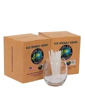 Pura Vida Bioplastics 850052689537 5.25 Inch -3 240 Ct Drinking Straw Unwrapped Large Box Case Pvb Eco-friendly - U