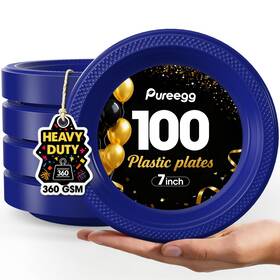 Pureegg Us.pep0pz001 7-inch Dark Blue Plastic Dessert Plates 100-count Disposable Party