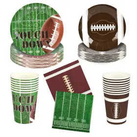 B0dfxmv6d4 Purhapfre Football Party Supplies Plates Napkins Cups Tableware Set For 25 Guests Game Day
