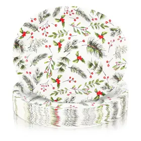 Purhapfre0sd04 Purhapfre 50pcs Christmas Paper Plates Holly Berries Oval Heavy Duty H