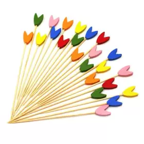 Puyi 791778177857 Disposable Bamboo Sticks 5.12inch Multicolor Fruit Appetizing Long Toothpick