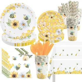 Pycalow 745672943056 Bee Tableware Party Decorations - Bumble Themed Supplies Inclu