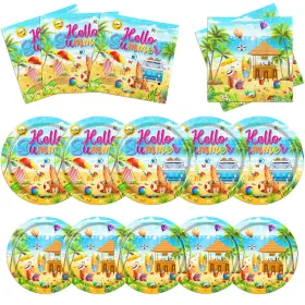 Pymurod 717181208803 60pcs Beach Party Supplies Plates And Napkins Hello Summer Tablew