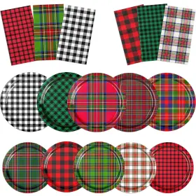 Pymurod 717181215160 Christmas Paper Plates And Napkins Party Supplies Disposable Red Gr