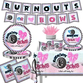 Pymurod 762704572800 142pcs Burnouts Or Bows Plates And Napkins Gender Reveal Dec