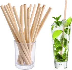 Q-dirt Pro 696565688229 Reusable Bamboo Drinking Straws 7.8 Inches 100% Natural Eco Friendly And Organic