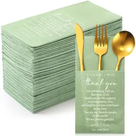 Qilery-fgd35 Qilery 100 Plain Thank You Wedding Napkins Cocktail Newlyweds To Fami