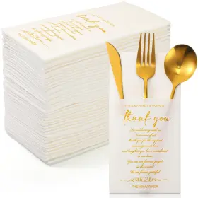 Qilery-gh125 Qilery 100 Plain Thank You Wedding Napkins Cocktail Newlyweds To Family Frie