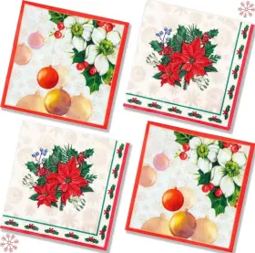 Qy-us-np-4 Qingya 80 Pcs Flower Paper Napkins 2 Designs Disposable Cocktail Ply Dinn