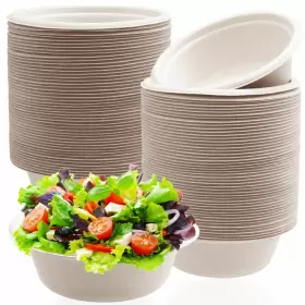 Qiuttnqn 709690629200 100 Pack Compostable 12oz Paper Bowls Heavy-duty Quality Natural Beige