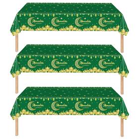 Qpout B0dshr7hf6 3 Pack Ramadan Decorations Table Cloth Green And Gold