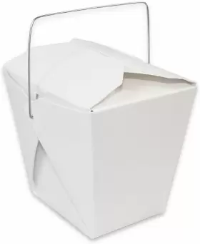 Qqoutlet 681573943767 White Chinese Asian Paper Take Out Box With Wire Handle Leak And Grease Resis