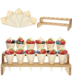 8394 Queekay Wooden Cone Holder Stand Display Rack 12 Holes With 100 Cones Brown 8394 Queekay Wooden Cone Holder Stand Display Rack 12 Holes With 100 Cones Brown