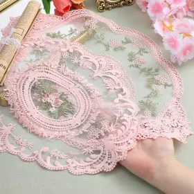 5392bdat2044 Qulkws 2 Pcs Retro Lace Placemats 12ftftx16ftft 12.6x18.1 11.4x14.9 Inches Pink