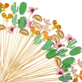 Jgnvw-492 Qunclay 100 Pieces Fiesta Cupcake Toppers Mexican Assorted Tropical Cocktail T