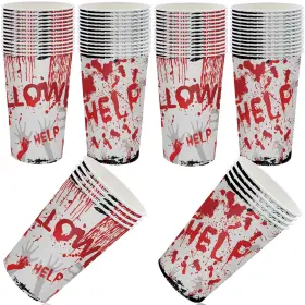 Qxbxyhm 708436759195 50 Pcs Halloween Blood Printed Paper Cup Disposable Bloody Handprint Party C