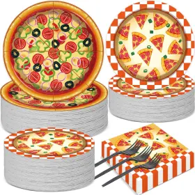 B0cb17lw9l Qyeahkj 50 Guests Pizza Plates And Napkins Party Supplies Birthday Decoratio