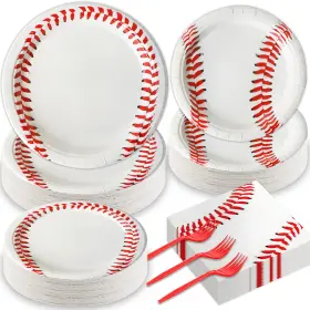 Qy0216 Qyeahkj 200 Pcs Baseball Party Plates Napkins Supplies Birthday Decorations