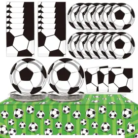 Qy0332 Qyeahkj Soccer Party Supplies Serves 24 Paper Plates Napkins Disposa