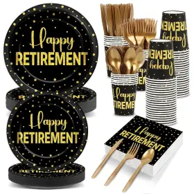 Qy1410 Qyeahkj 350pcs Retirement Party Plates Set Happy Supplies Se
