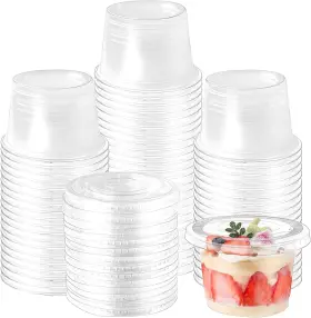 Sjkd14 Qyyiguf 100 Pack 8 Oz Disposable Plastic Cups With Flat 3.5 X 2.5 Inch Clear