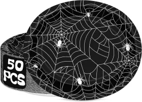 Lk-halloweenplates50-o Qzyl 50 Pcs Halloween Plates 12.2ftft X 10.2ftft Oval 10.2 12.2 In Black