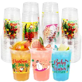 Lk-july-cups-50 Qzyl 50 Pcs July Christmas Plastic Cups 14 Oz Xmas In Party Decorations