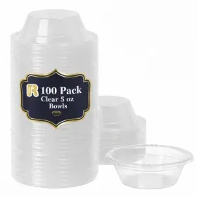 145887 R-kay Clear Small Plastic Bowls - 5 Oz 100 Count Microwavable Disposable