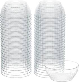 R-kay 445035678634 R-kay 6 Oz Clear Plastic Small Bowls - 50 Pack Disposable Heavy Duty Dessert Bow