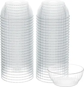 R-kay 445035678634 6 Oz Clear Plastic Small Bowls - 50 Pack Disposable Heavy Duty Dessert Bow
