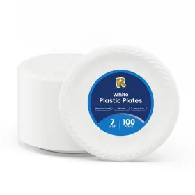 R-kay 702367657346 100 Pack 7 Inch Heavy-duty Microwavable Plastic Disposable Plates