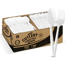 79845 R-kay 1000 Pcs Plastic Utensils Set - 500 Forks And Teaspoons P