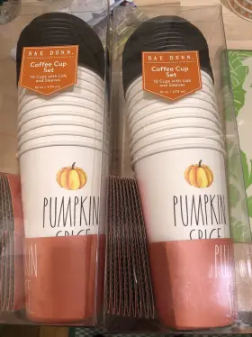Phc23 Rae Dunn 2 Pumpkin Spice Disposable Coffee Togo Cups Travel Set Of 10 Fall Decor