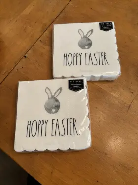 Shn13 Rae Dunn New 2 Packs Hoppy Easter Bunny Rabbit Luncheon Paper Napkins 80 Total