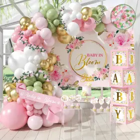 Rainmeadow 196852630264 338 Pc Baby In Bloom Shower Decorations For Girl - Balloon Arch Garland
