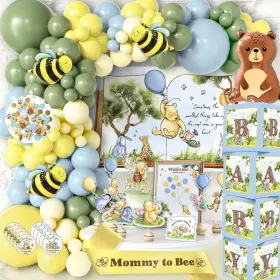 Rainmeadow 197644197538 269 Pieces Winnie The Pooh Baby Shower Decorations Kit All-in-1 Whimsical Pa