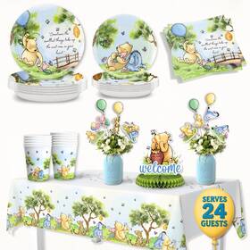 Rainmeadow 198715428391 106 Pc Winnie Baby Shower Decorations Set The Pooh Plates Cups Napkins And