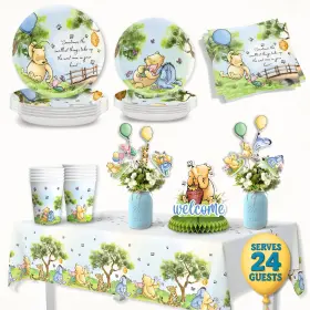 Rainmeadow 198715428391 106 Pc Winnie Baby Shower Decorations Set The Pooh Plates Cups Napkins And