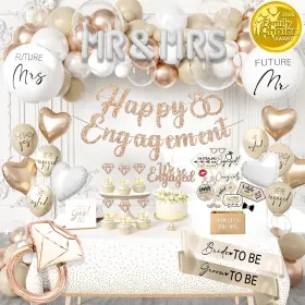 Rainmeadow 198715943368 261 Pc Premium Engagement Party Decorations Kit Elegant Mr. And Mrs. Wedding