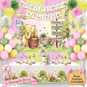 Rainmeadow 199284259102 Winnie Baby Shower Decorations Pink The Pooh Balloons Backdrop Welcome Ba