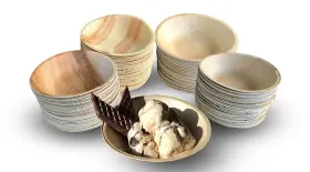 Raj Unique Collection 609753154512 Disposable Palm Leaf Bowls 100 Count 6.5 Inch Strong Like Bamb