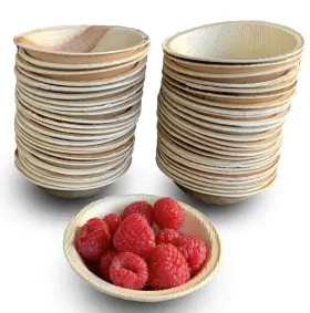 Raj Unique Collection 609753154529 Disposable Palm Leaf Bowls 25 Count 4 Inch Strong Like Party B