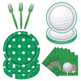 Rakuto Raku0803 Golf Party Plates Napkins Forks 64pcs Tableware Set Supplies For
