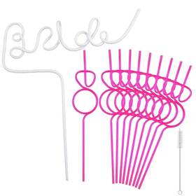 Raumaxe 11straws 11pcs Bachelorette Party Decoration Straws Set 1 White Large Normal Pink