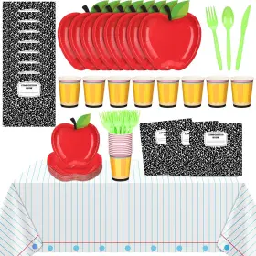 Reallnaive 705353210044 146 Pcs Back To School Decoration Apple Paper Plates First Day Of Party S