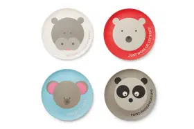 Red Rover 030734200179 Animal Bamboo Kids Plates Set Of 4 Multicolor